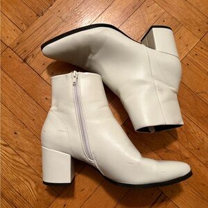 White Leather Ankle Boots
